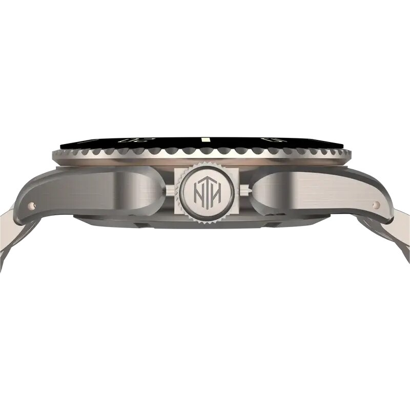 Stříbrné pánské hodinky NTH Watches s ocelovým páskem Barracuda No Date - Brown Automatic 40MM