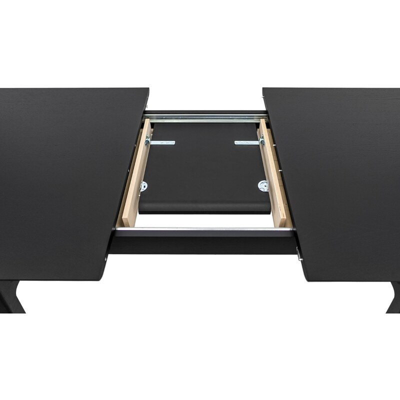 Černý dubový rozkládací jídelní stůl Woodman Curved Butterfly 180/220 x 90 cm