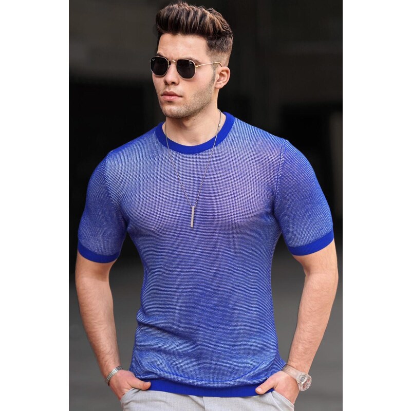 Madmext Men's Sax Knitwear T-Shirt 5076