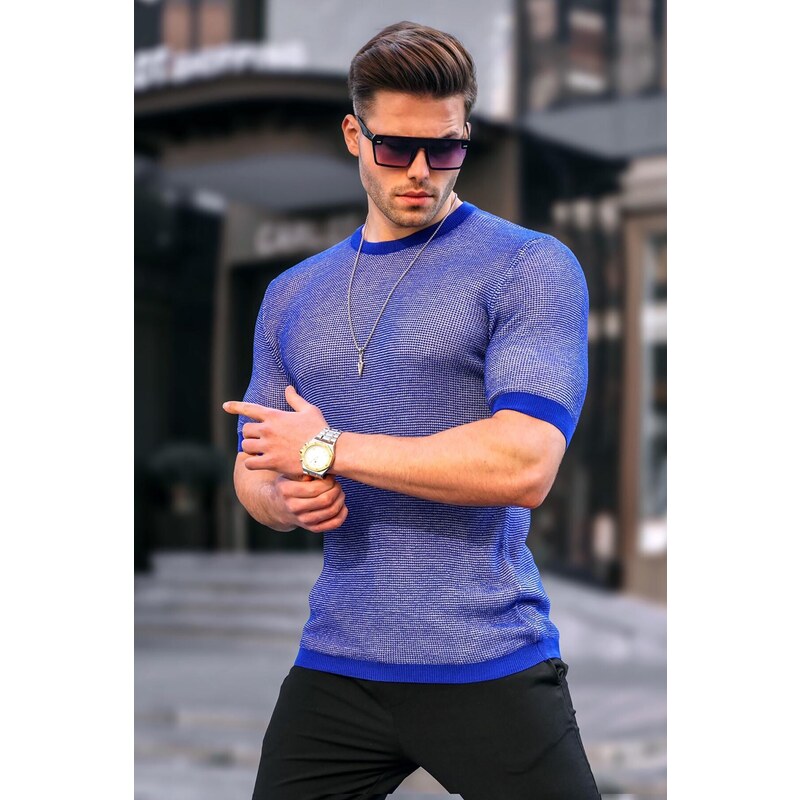 Madmext Men's Sax Knitwear T-Shirt 5076