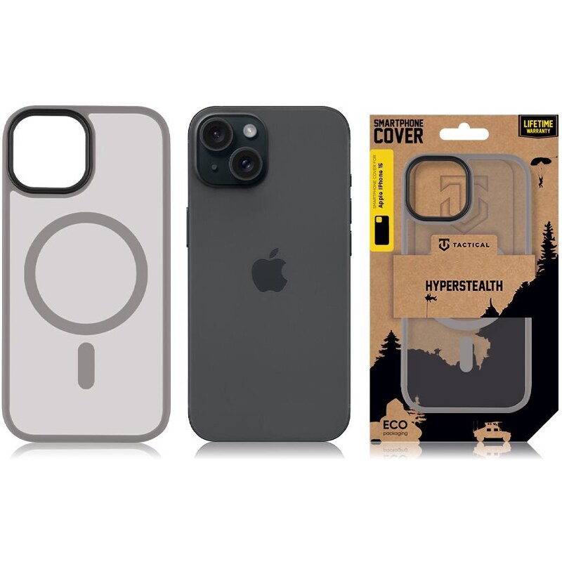 Ochranný kryt na iPhone 15 - Tactical, MagForce Hyperstealth Light Grey