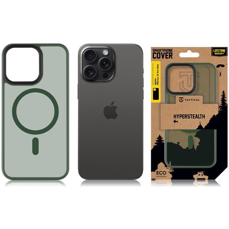 Ochranný kryt na iPhone 15 Pro MAX - Tactical, MagForce Hyperstealth Forest Green