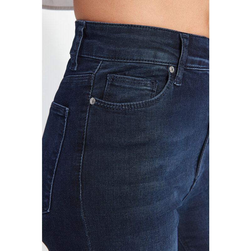 Trendyol Námořnická modrá úzká džína s vysokým pasem