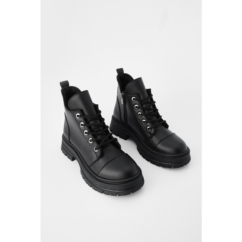 Marjin Women's Lace-up Thick Sole Boots Boots Konifa Black.