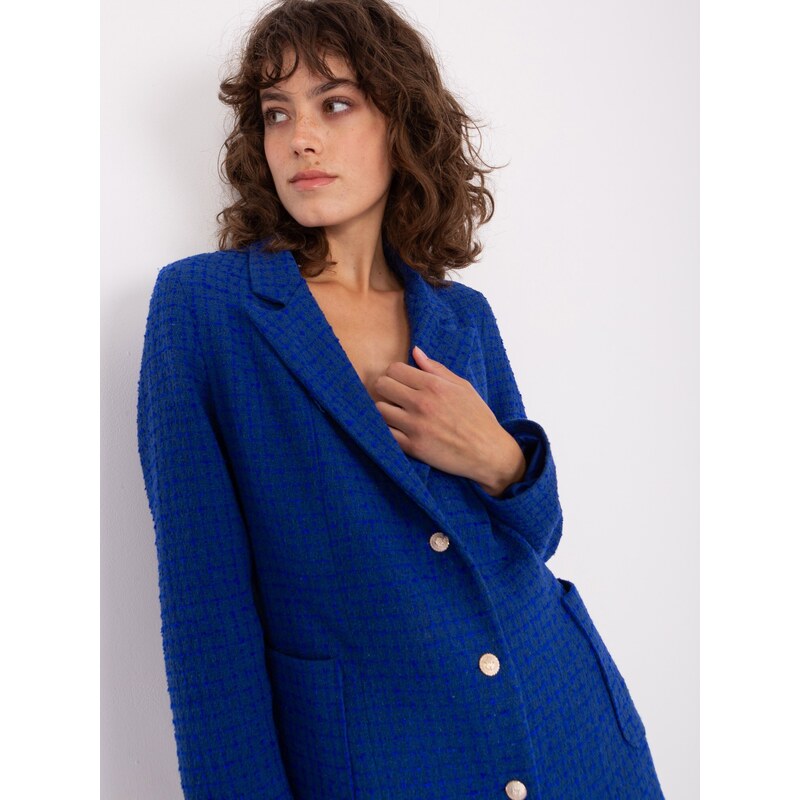 Fashionhunters Kobaltově modré dámské sako s kapsami