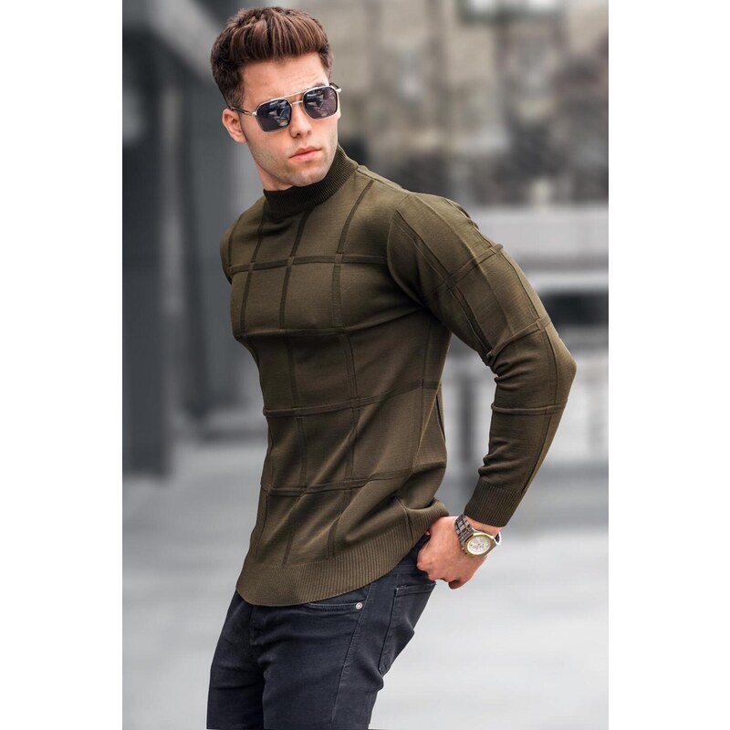 Madmext Khaki Turtleneck Knitwear Sweater 5784