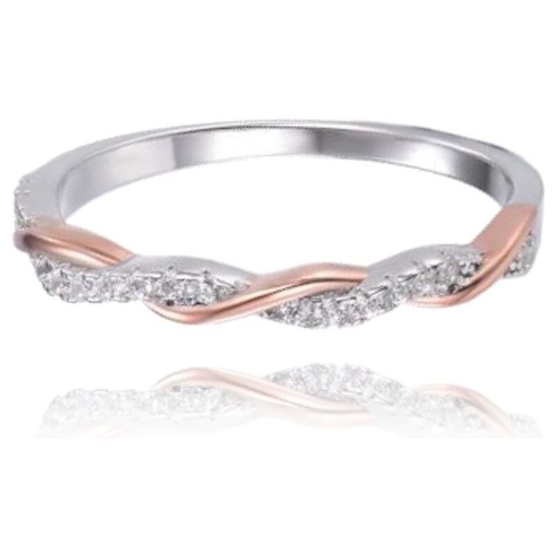 MINET Elegantní Rose gold stříbrný prsten s bílými zirkony vel. 55 113066955