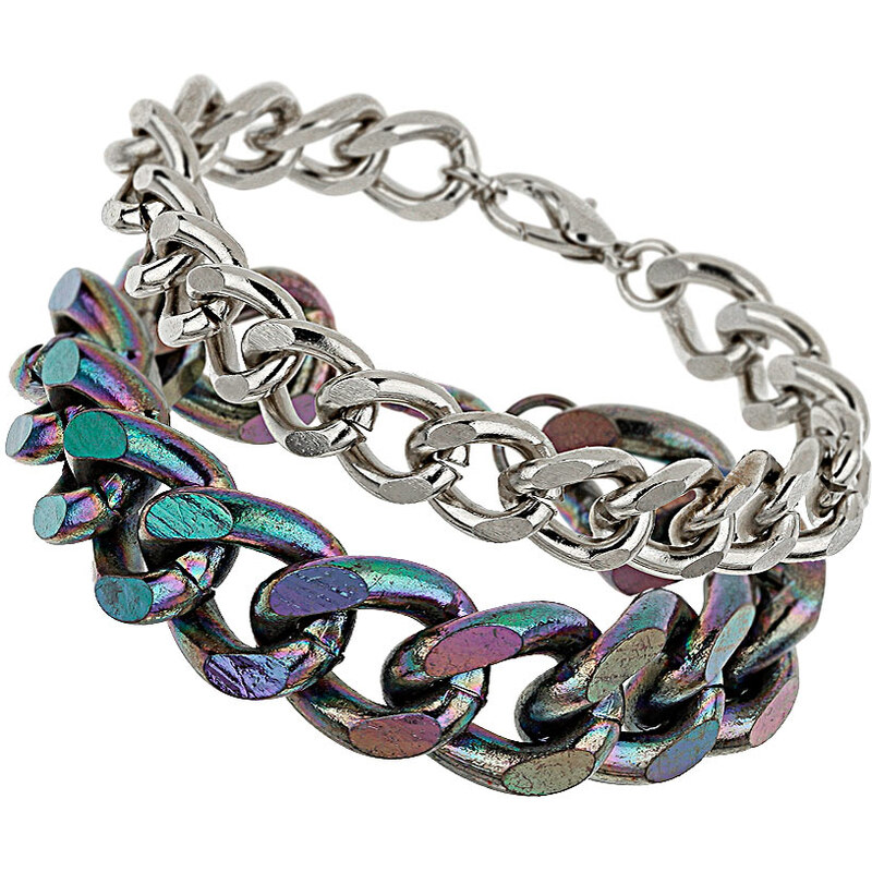 Topshop Iridescent Mixed Multi Chain Bracelet