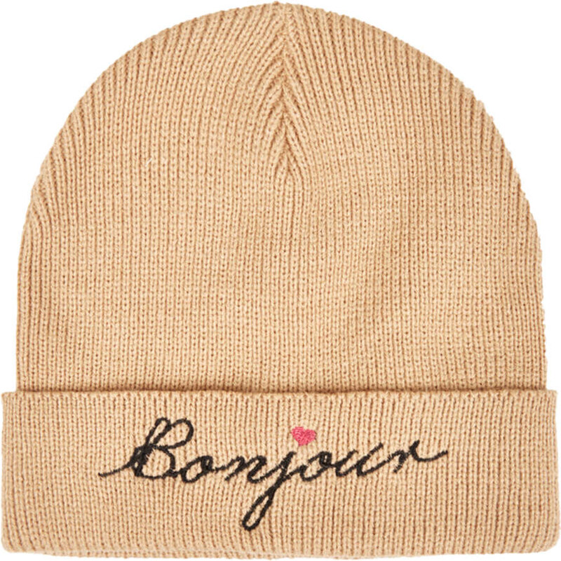 Topshop Bonjour Embroidered Beanie