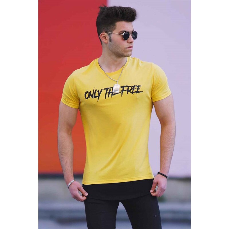 Madmext Men's Yellow Printed T-Shirt 4597