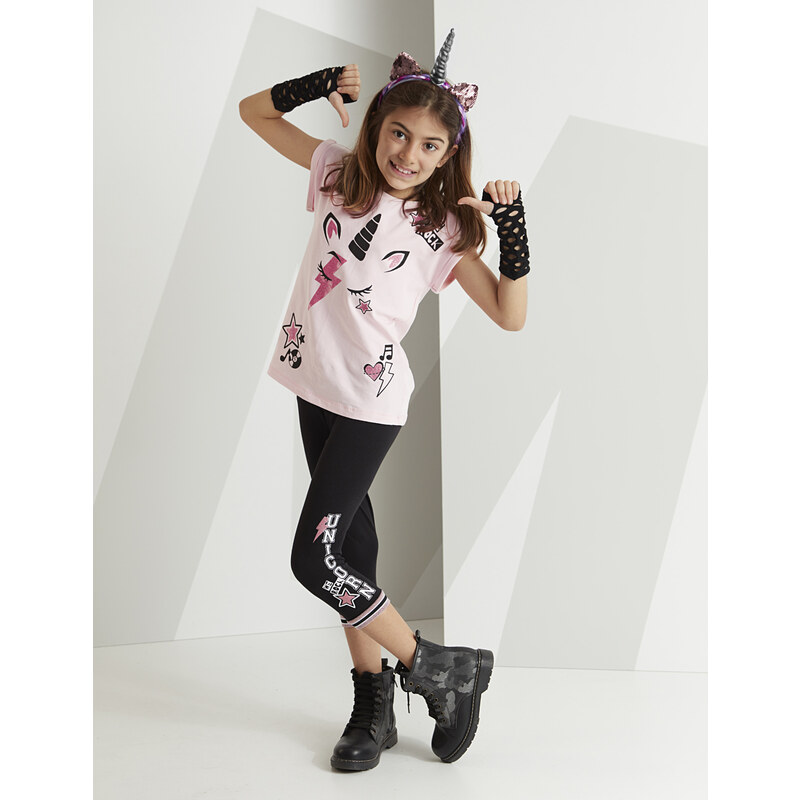 mshb&g Rocker Unicorn Girls T-shirt Capri Shorts Set