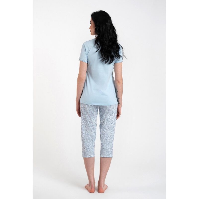 Italian Fashion Dámské pyžamo Salli, krátký rukáv, 3/4 kalhoty - modrá/duk modrá
