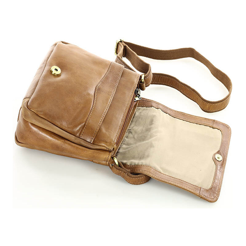 Marco Mazzini handmade Kožená crossbody kabelka Mazzini VS84 camel