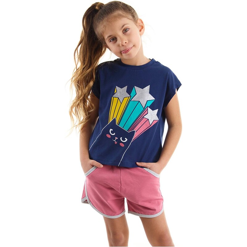 mshb&g Starry Cat Girl T-shirt Shorts Set