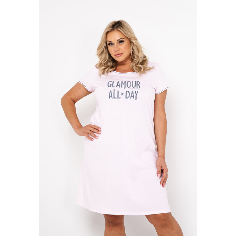 Italian Fashion Glamour dámská košile s krátkým rukávem - světle růžová