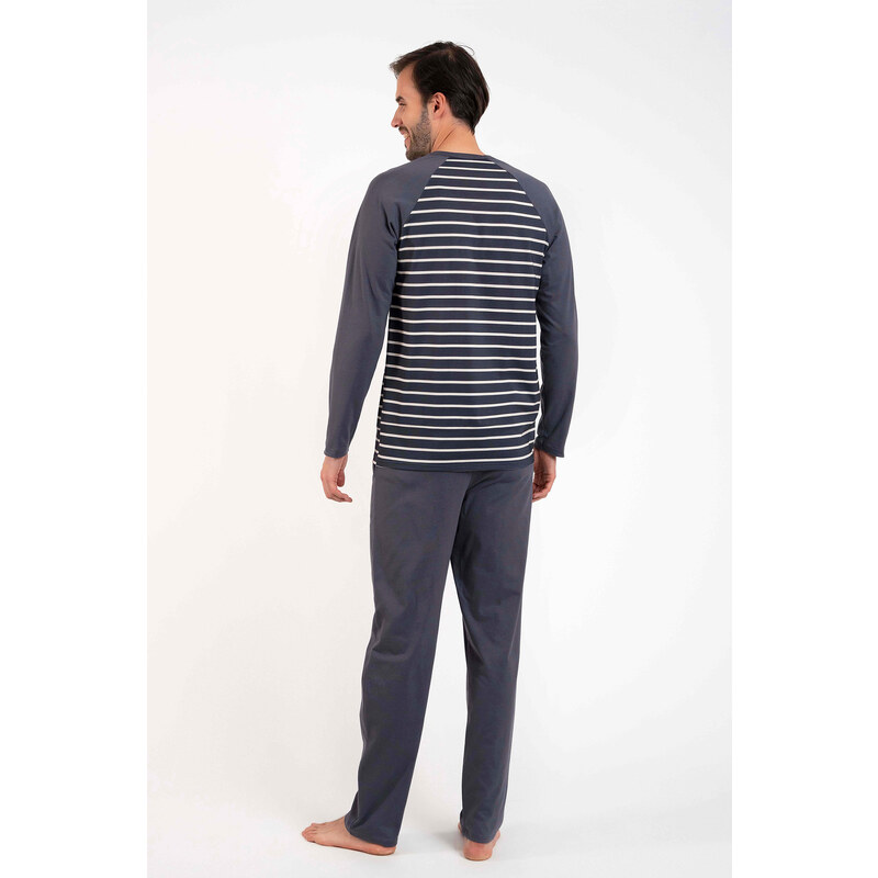 Italian Fashion Pánské pyžamo Lars dlouhé rukávy, dlouhé nohavice - grafit/grafitový potisk