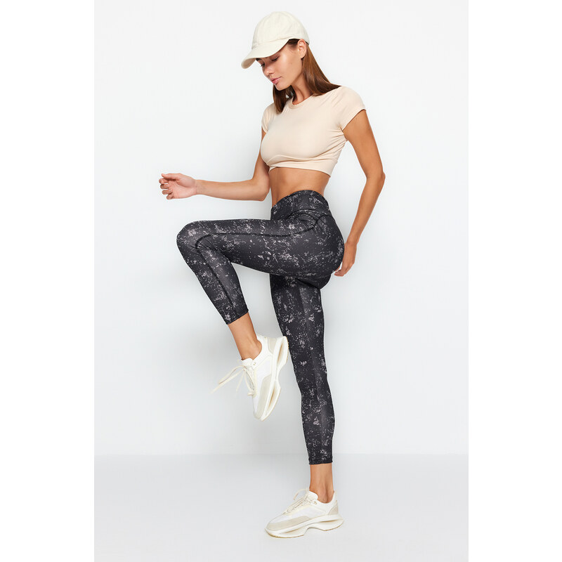 Trendyol Anthracite Patterned Recovery Full Length Knitted Sports Leggings