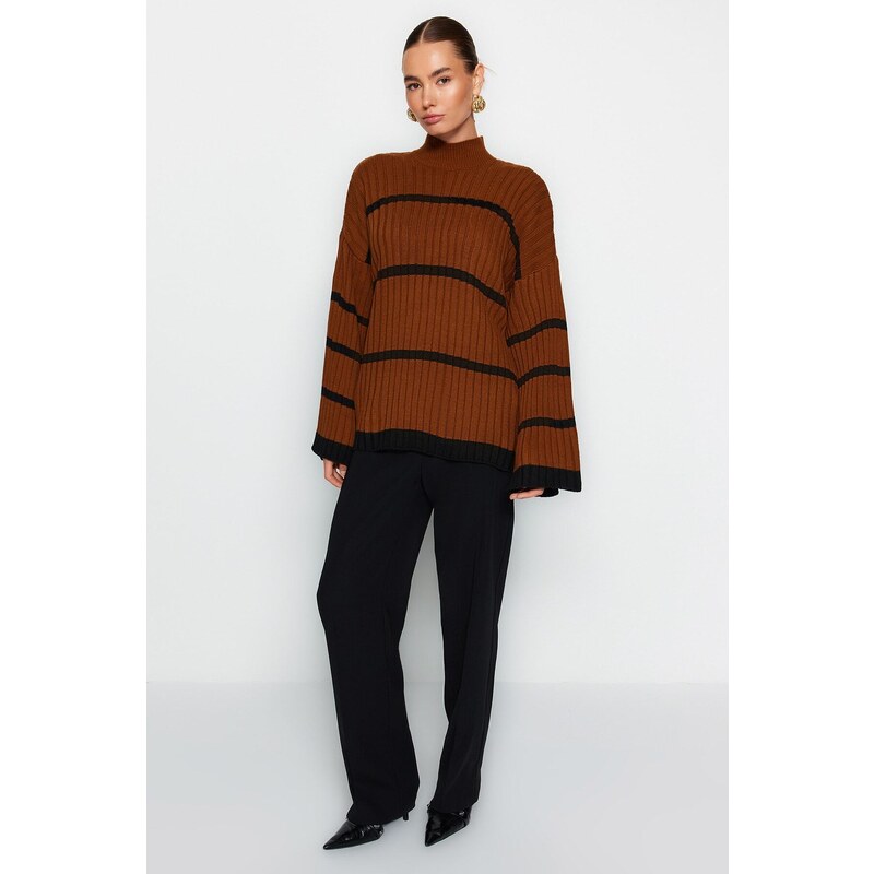 Trendyol Cinnamon Oversized Knitwear Sweater