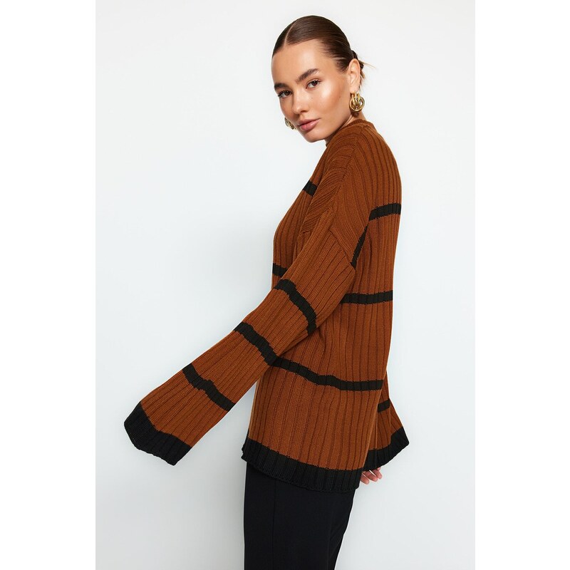 Trendyol Cinnamon Oversized Knitwear Sweater