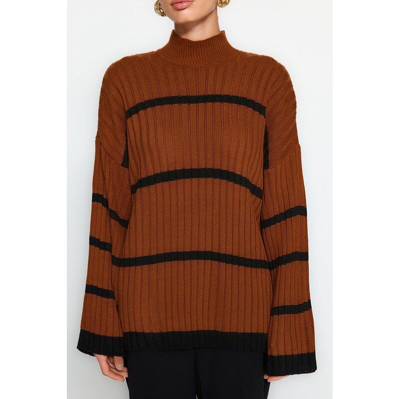 Trendyol Cinnamon Oversized Knitwear Sweater