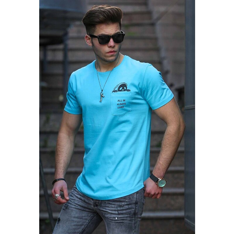 Madmext Pocket Detail Blue Men's T-Shirt 4492