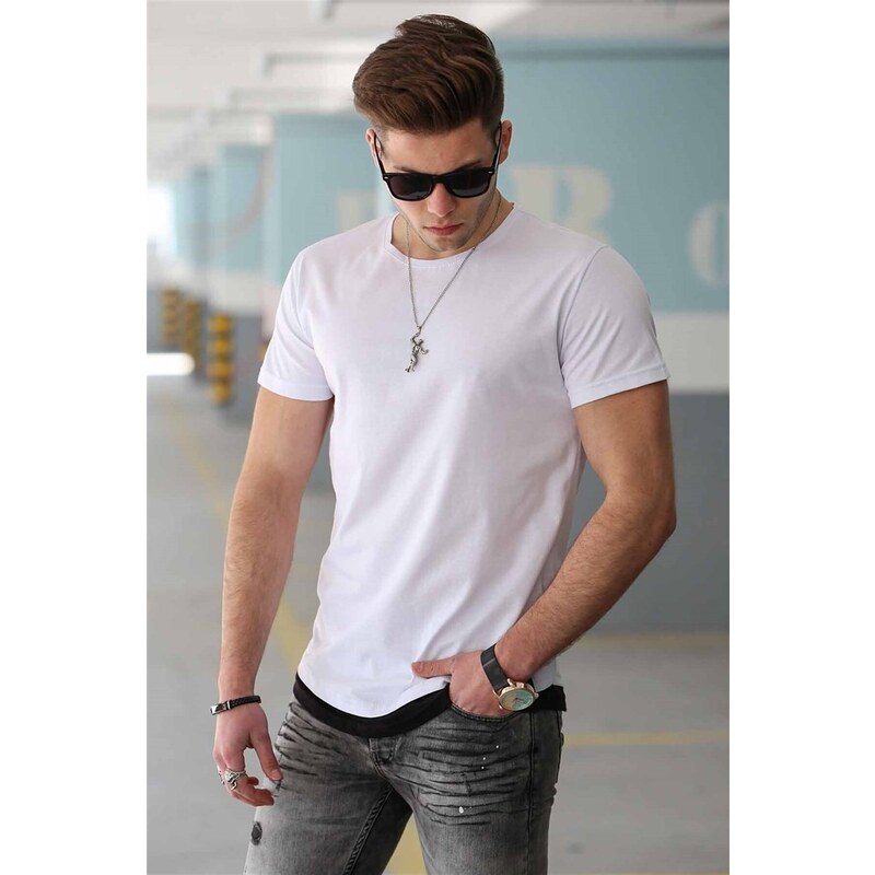 Madmext Basic White Men's T-Shirt 4465