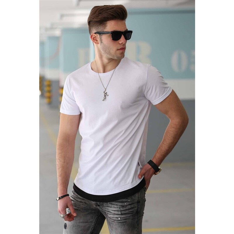 Madmext Basic White Men's T-Shirt 4465