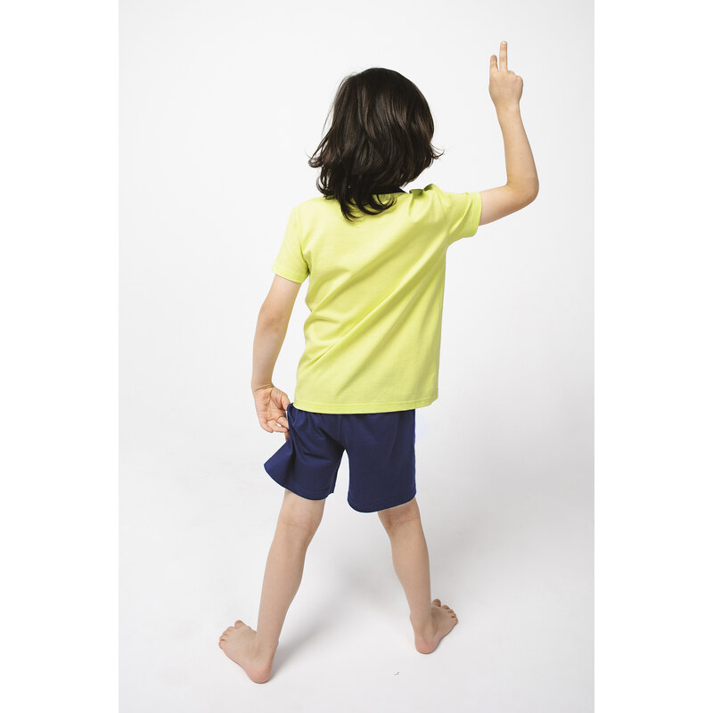 Italian Fashion Chlapecké pyžamo Remek, krátký rukáv, krátké nohavice - zelená/námořnická modrá