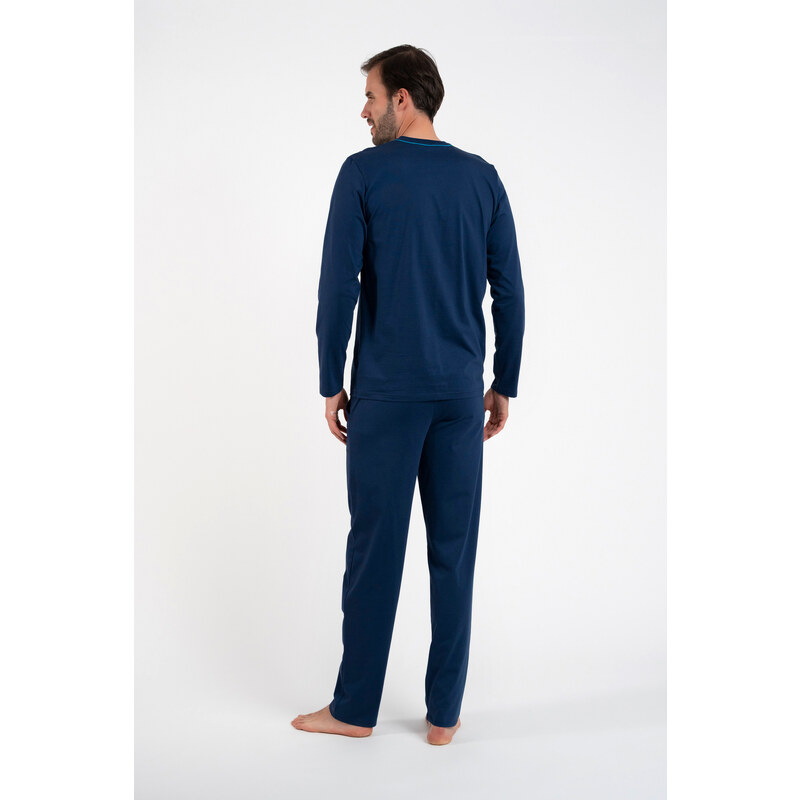 Italian Fashion Pánská pyžama s dlouhým rukávem, dlouhými kalhotami - tmavě modrá