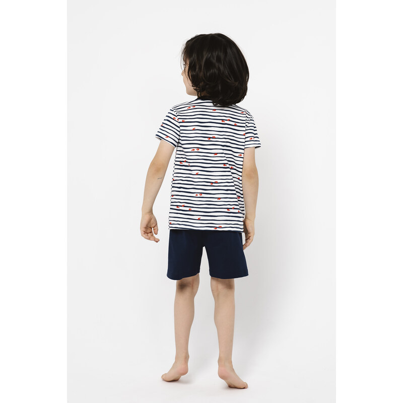 Italian Fashion Chlapecké pyžamo Korfu, krátký rukáv, krátké kalhoty - potisk/námořnická modrá