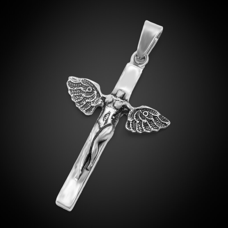 Přívěsek Ukřižovaný anděl - Chirurgická ocel