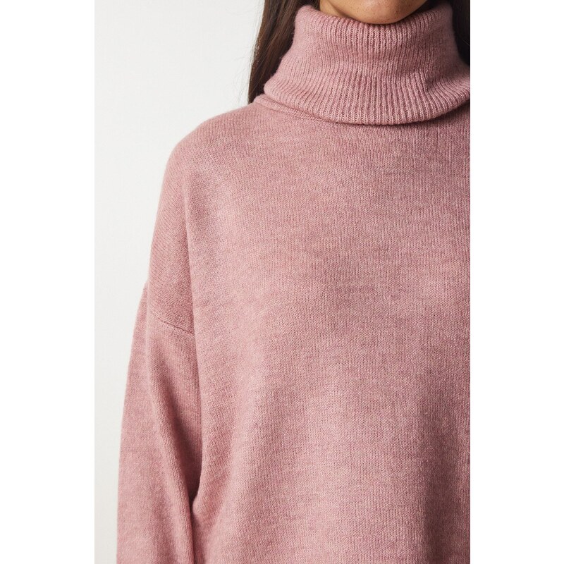 Happiness İstanbul Women's Dried Rose Turtleneck Knitwear Sweater