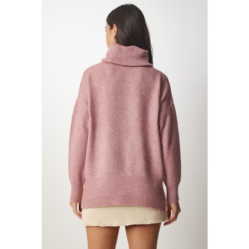 Happiness İstanbul Women's Dried Rose Turtleneck Knitwear Sweater