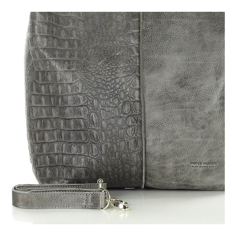 Marco Mazzini handmade Kožená kabelka přes rameno Mazzini VS87 šedá