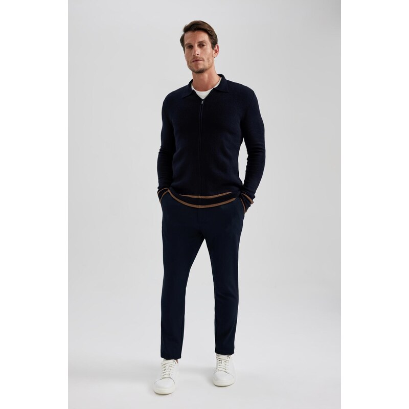 DEFACTO Standard Fit Polo Collar Cardigan