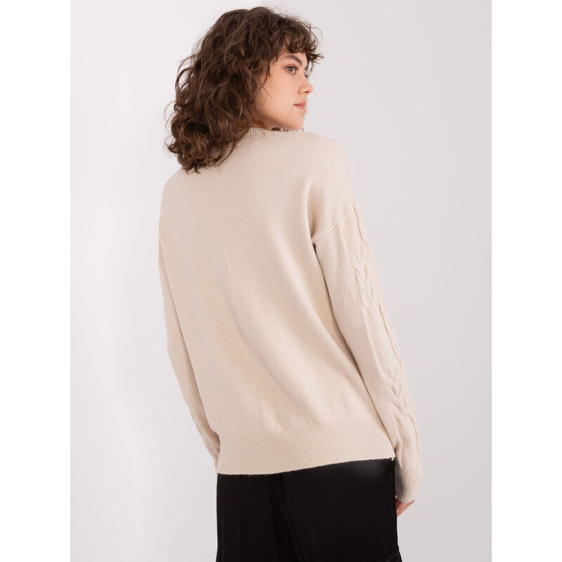 ITALY MODA SVĚTLE BÉŽOVÝ COPÁNKOVÝ SVETR --LIGHT BEIGE Béžová