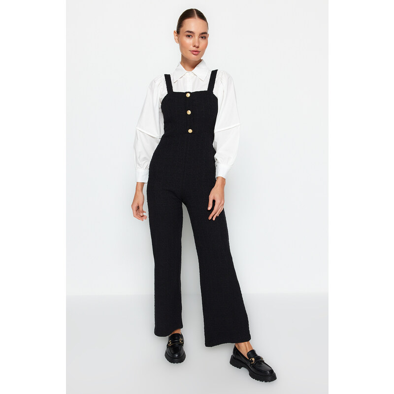 Trendyol Gilet Woven Jumpsuit with Black Buttons and Straps