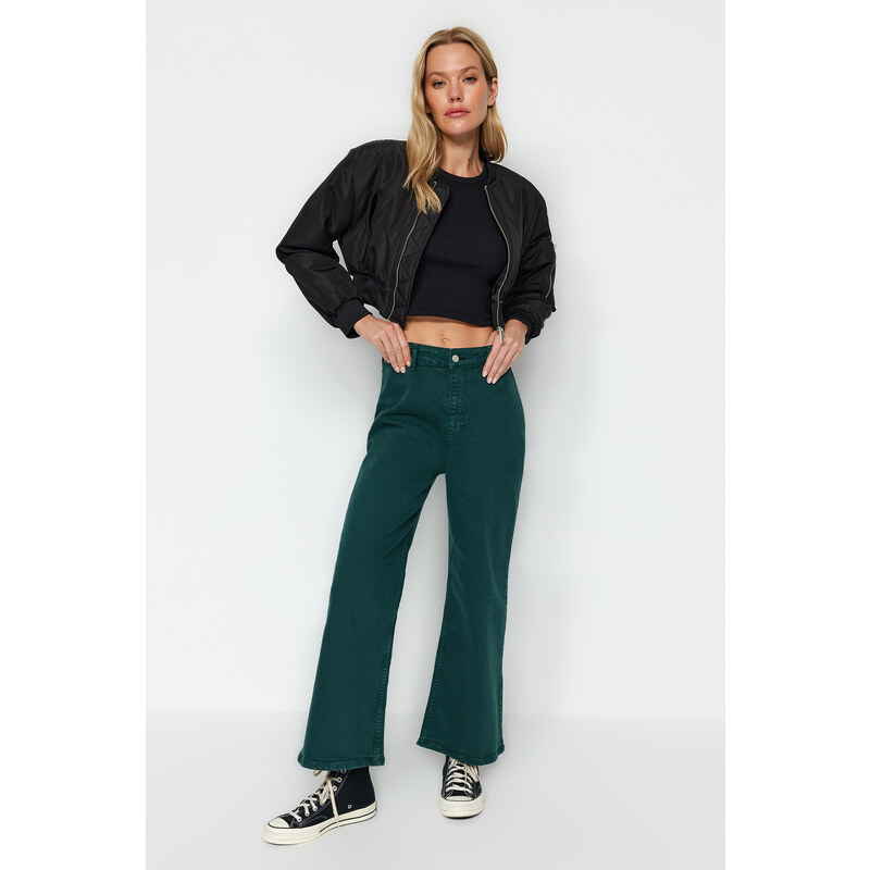 Trendyol Petrol High Waist Culotte Jeans