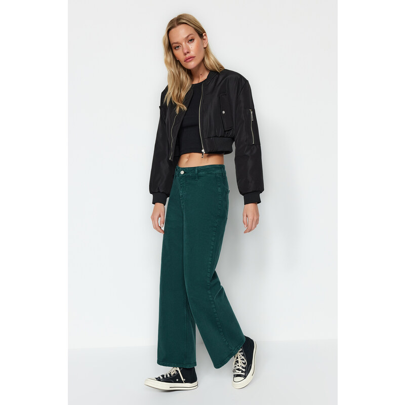 Trendyol Petrol High Waist Culotte Jeans