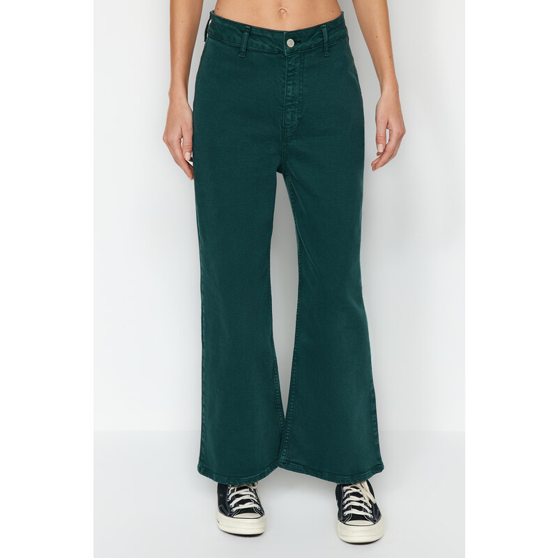 Trendyol Petrol High Waist Culotte Jeans