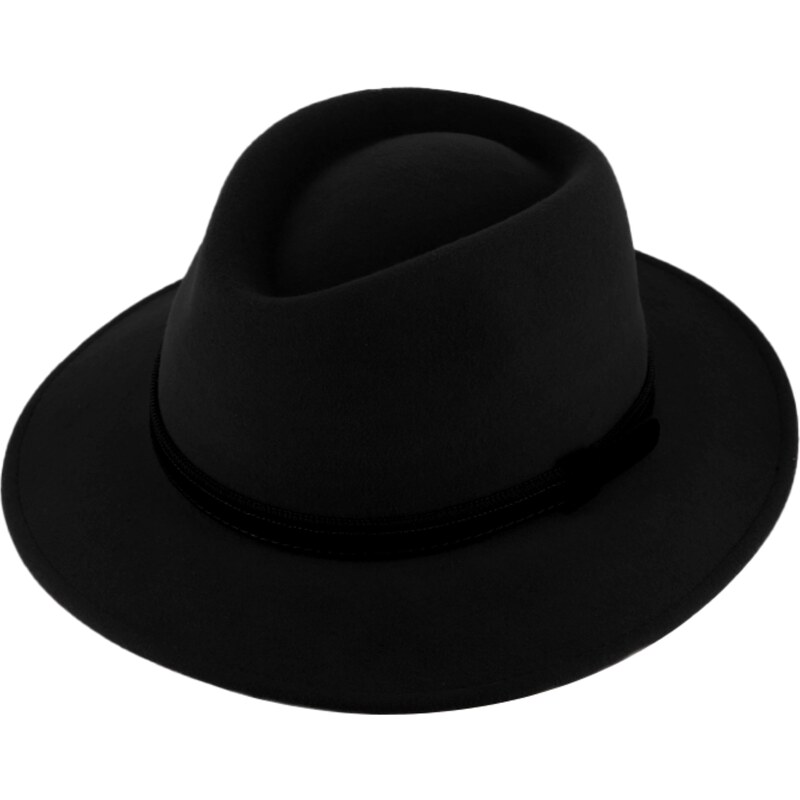 Kašmírový černý cestovní klobouk Fiebig