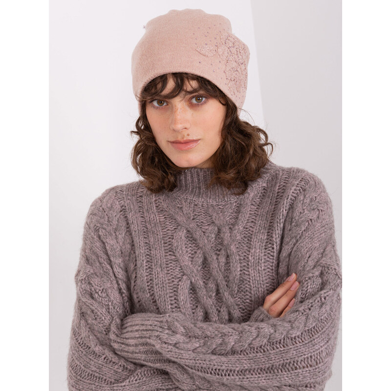 Fashionhunters Zaprášený růžový kašmírový klobouk