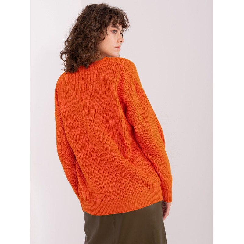 Fashionhunters Oranžový dámský oversize svetr