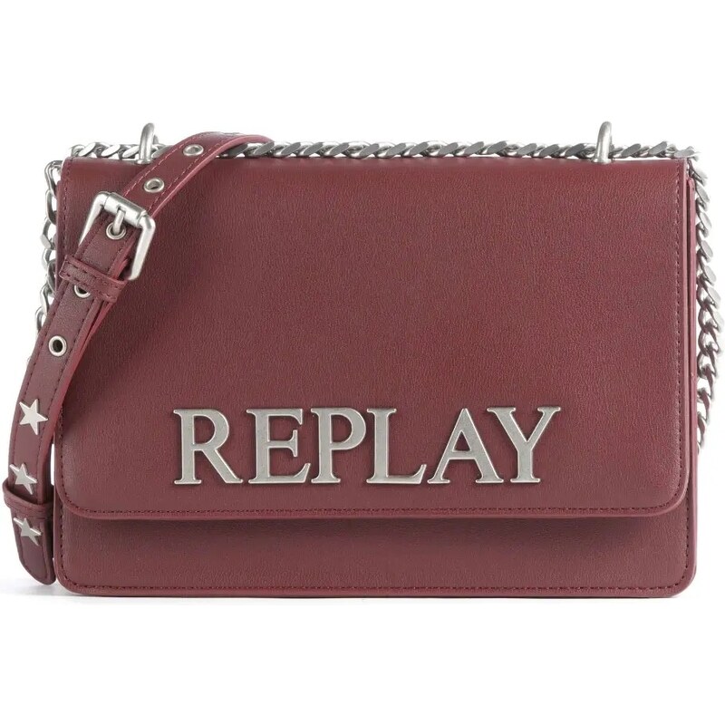 Replay crossbody kabelka na řetízku merlot červená