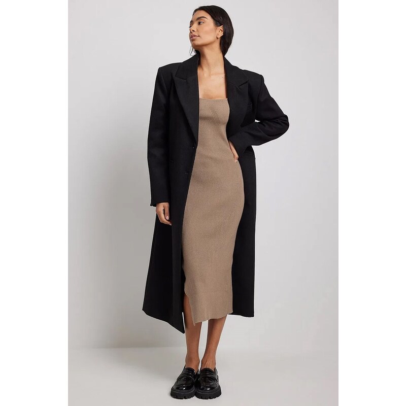 Madmext Mink Square Collar Knitwear Long Dress