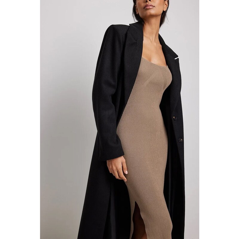 Madmext Mink Square Collar Knitwear Long Dress