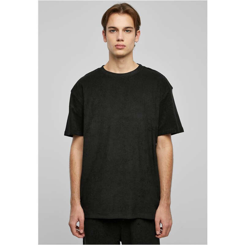 Urban Classics Oversized ručníkové tričko černé barvy