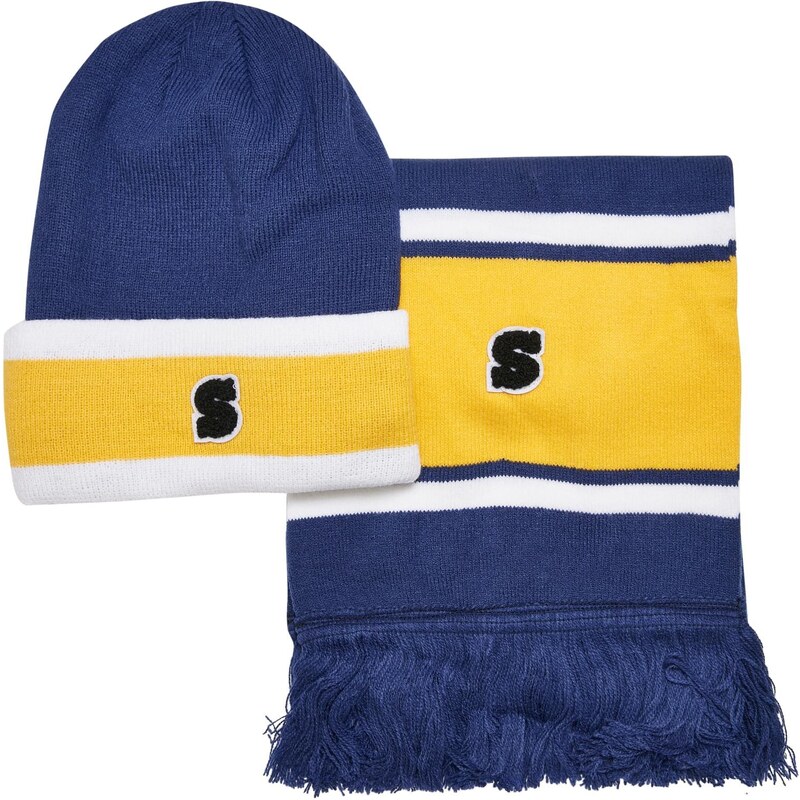 Urban Classics Accessoires Balíček College Team Beanie a šátek spaceblue/californiayellow/wht