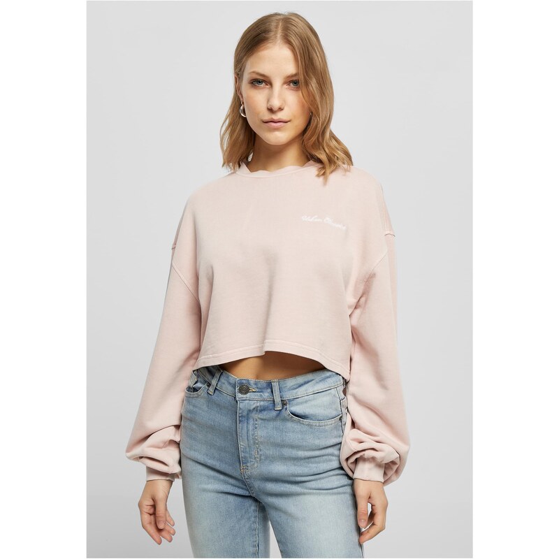 Urban Classics Ladies Cropped Small Embroidery Terry Crewneck