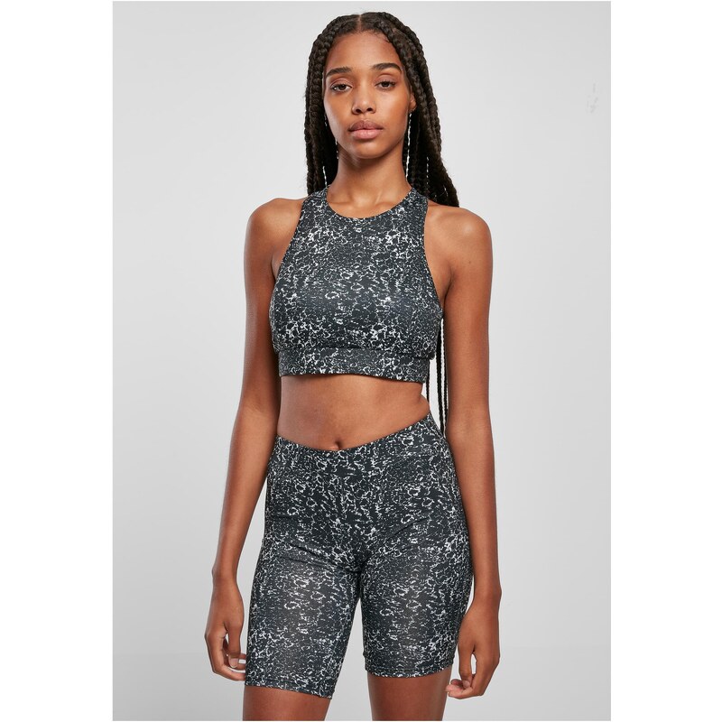 Urban Classics Dámská sportovní podprsenka Tie Dye černo/bílá
